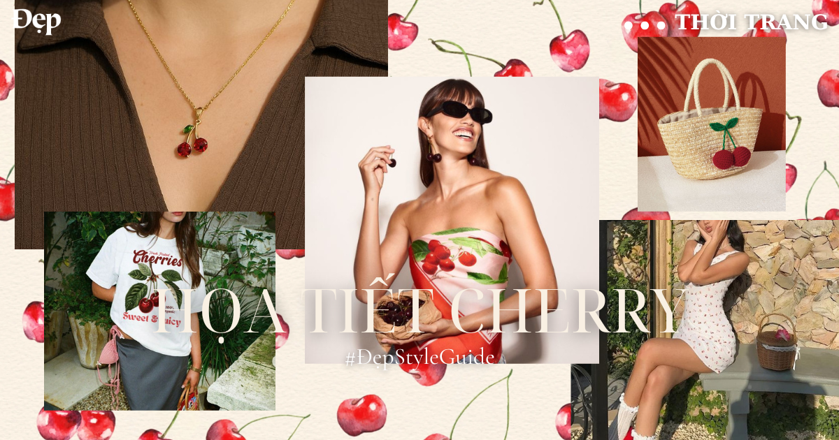 Họa tiết cherry: Nét chấm phá ngọt ngào cho những bản phối sang thu. Ảnh 1